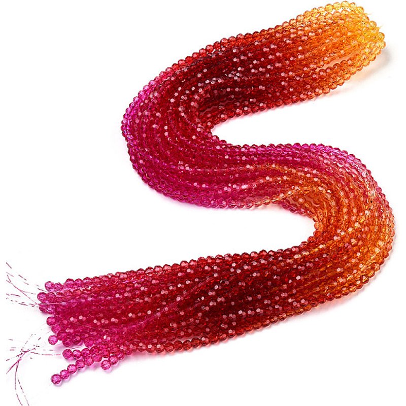 Transparent Glass Beads Strands, Multi-color Faceted Round Beads — Jewelry Beads