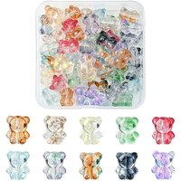50Pcs Handmade Lampwork Bear Beads in 10 Mixed Colors