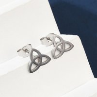 Boucles d'oreilles clous en acier inoxydable 304, nœud triquetra — Bijoux fantaisie