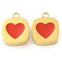 Ion Plating 316L Surgical Stainless Steel Square Heart Charm