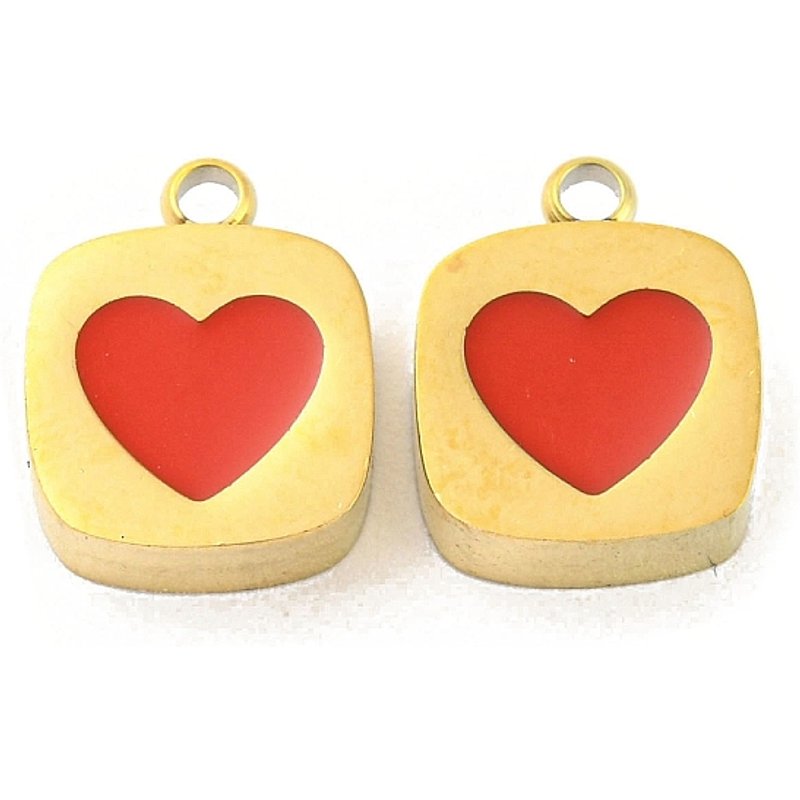 Charm en Acier Inoxydable Chirurgical 316L avec Coeur — Breloques et pendentifs