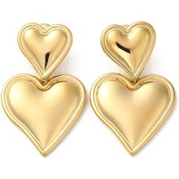 Boucles d'oreilles pendantes en acier inoxydable 304, cœur, plaqué or 18K