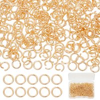 600 Pcs 304 Stainless Steel Open Jump Rings, 18K Gold Plated