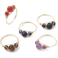 Bague en Pierre Précieuse Mixte avec Fil de Cuivre Doré — Bijoux fantaisie