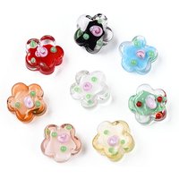 Perles en verre lampwork bumpy faites à la main, fleur de prunier, couleurs variées