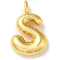 Brass Balloon Letter S Charm - 18K Gold Plated