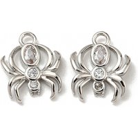 Brass Micro Pave Cubic Zirconia Spider Charm, Platinum Plated — Charms & Pendants