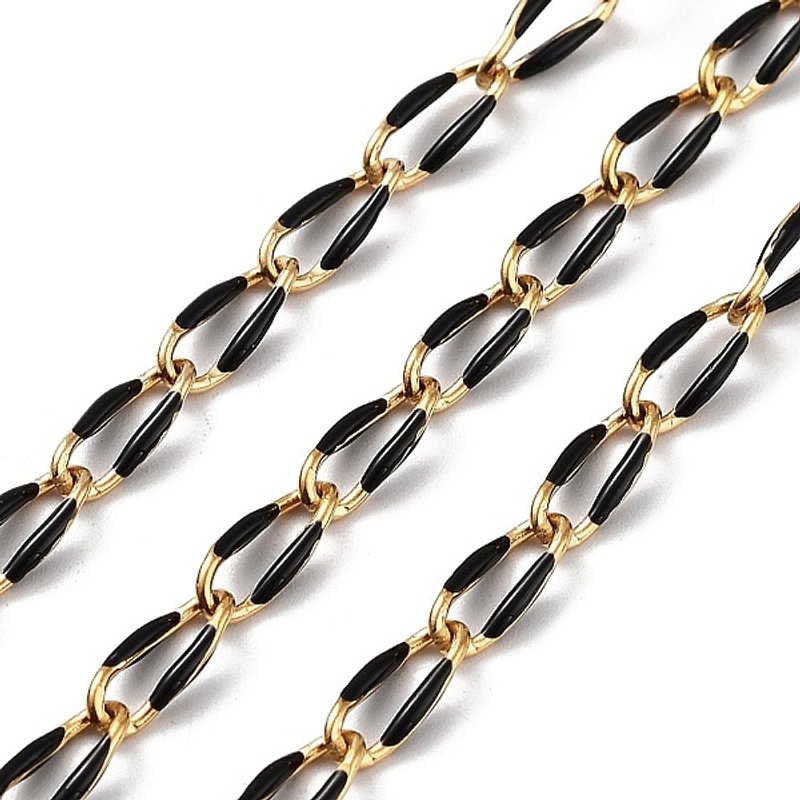 Chaînes en acier inoxydable 304 torsadées en forme ovale Ion Plating, noires — Chaînes, fils et cordons