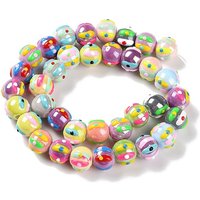 Handmade Porcelain Beads Strands with Enamel, Colorful, 35pcs