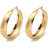 Boucles d'oreilles créoles en acier inoxydable 202 pour femmes, dorées, 53.5x13mm — Boucles d'oreilles créoles