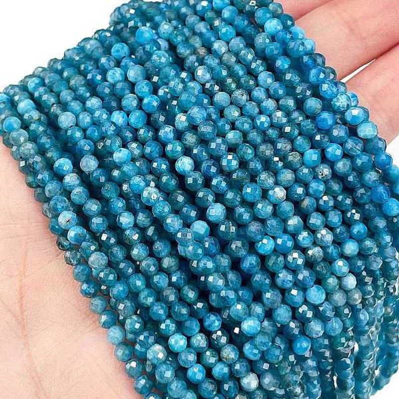 Brins de Perles d'Apatite Naturelle, Ronde Facettée, 3mm, 120pcs — Perles à bijoux