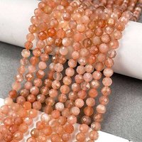 Natural Moonstone Beads Strands, Faceted Round, Grade A, 4mm