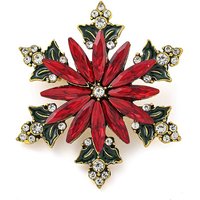 Christmas Theme Golden Zinc Alloy Snowflake Brooch with Rhinestones