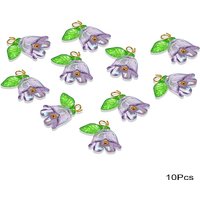 Pendentif en acrylique Orchidée avec attaches en laiton, 13mm — Breloques et pendentifs