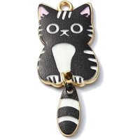 Pendentif Charm Chat Noir en Émail Alliage Doré — Breloques et pendentifs
