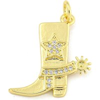 Cowboy Boots Rack Plating Brass Micro Pave Clear CZ Pendants — Charms & Pendants
