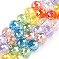 Brins de perles en verre électroplaqué, facettées, rondes, 8mm, colorées