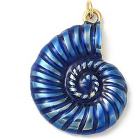 Rack Plating 18K Gold Plated Blue Conch Charm Pendant with Jump Ring — Charms & Pendants