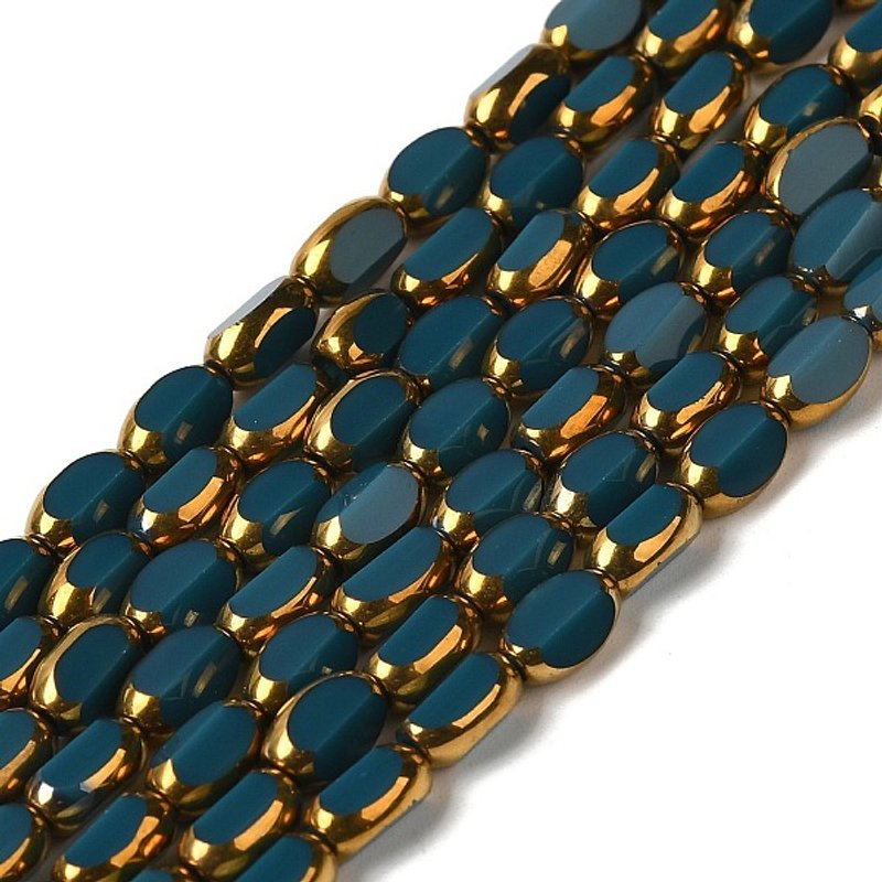 Brins de Perles en Verre Électroplaqué, Bleu Marin, Partiellement Plaqué Or — Perles à bijoux