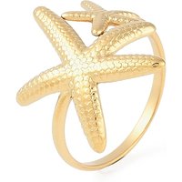 Ion Plating 304 Stainless Steel Starfish Open Cuff Ring for Women