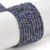 Brins de Perles de Saphir Naturel, Grade A, Facettées, Rondes, 2mm