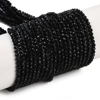 Brins de perles en onyx noir naturel, ronds facettés, Grade A, 2mm