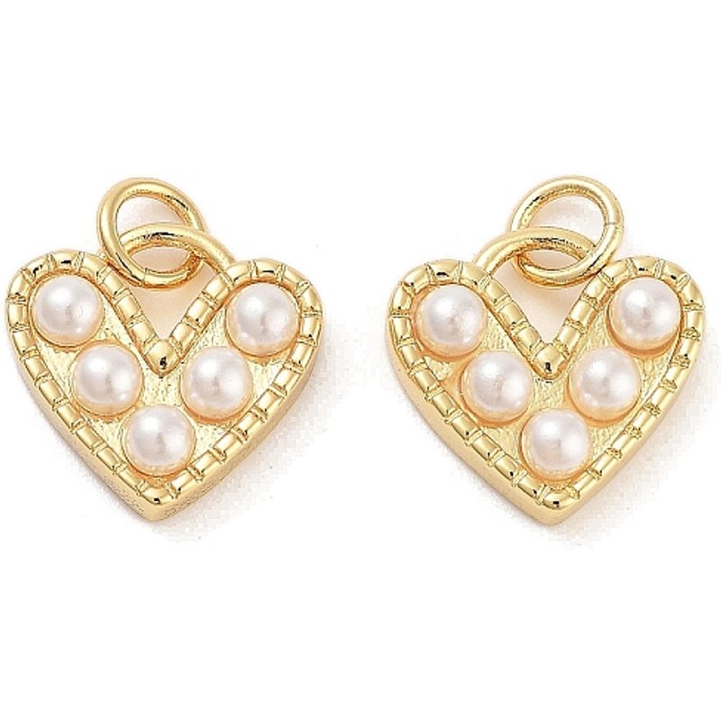 Charm en forme de cœur Rack Plating en laiton plaqué or 18K avec anneau — Breloques et pendentifs