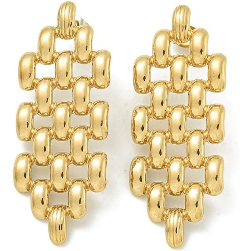 Boucles d'oreilles clou en acier inoxydable 304, rhombus doré — Boucles D'oreilles