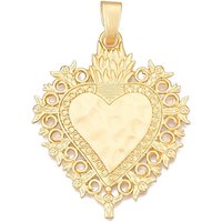 Rack Plating Alloy Heart with Angel Pendant in Matte Gold