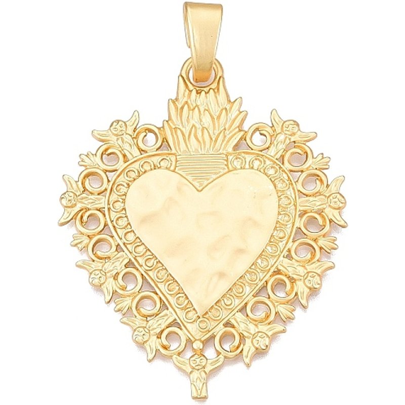 Pendentif en alliage de placage Rack en forme de cœur avec ange en or mat — Breloques et pendentifs