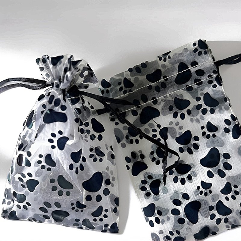 Printed Organza Drawstring Bags, Rectangle Jewelry Pouches, Black — Jewelry Display & Storage