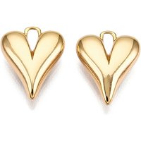 Pendentifs en laiton, Charms en forme de cœur, Plaqué or 18K — Breloques et pendentifs