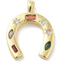 Pendentif en Verre de Laiton, Charme de Fer à Cheval, Plaqué Or 18K — Breloques et pendentifs