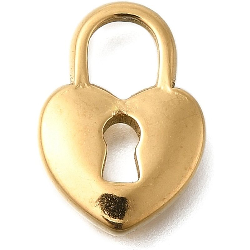 Pendentif en Acier Inoxydable 201, Charme Cadenas Coeur, Plaqué Or 18K — Breloques et pendentifs