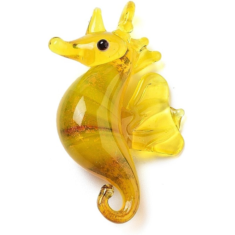 Pendentif en Verre Soufflé Fait Main, Hippocampe en Or — Breloques et pendentifs