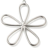 304 Stainless Steel Flower Charm Pendant, Anti-Tarnish