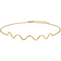 Stainless Steel Wavy Line Choker Necklace, Golden, 12.60 inches