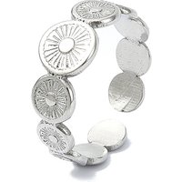 Bague ouverte en acier inoxydable 304, fleur de soleil, ajustable 7mm — Bijoux fantaisie