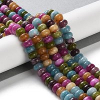 Brins de Perles de Jade Blanc Teinté Naturel, Rondelle, Couleurs Mélangées