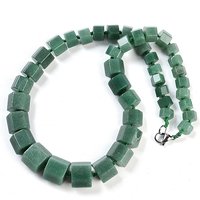 Collier en Aventurine Verte Naturelle en Prisme Hexagonal 19.49 pouces — Collier pendentif