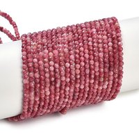 Natural Rhodonite Beads Strands, Faceted, Grade AAA, 2mm