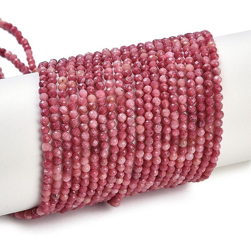 Brins de perles de rhodonite naturelle, facettées, grade AAA, 2mm — Perles à bijoux