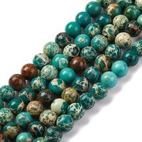 Dyed Natural Regalite/Imperial Jasper Beads Strands, Dark Cyan, 6mm