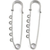 304 Stainless Steel Safety Pins Brooch Findings with 5 Loops