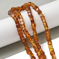 Natural Amber Cube Beads Strands, Camel, 5-7mm, 1mm Hole