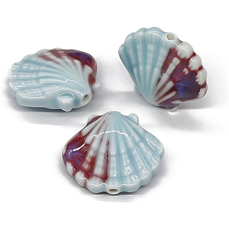 Jingdezhen Ceramic Handmade Porcelain Beads, Shell Shape, 5pcs/set — Jewelry Beads