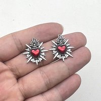 Pendentif en alliage de zinc de style tibétain avec symbole du cœur sacré