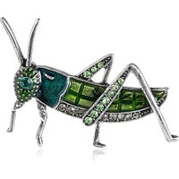 Grasshopper Rhinestone Brooch, Peridot, 34x46mm — Brooches