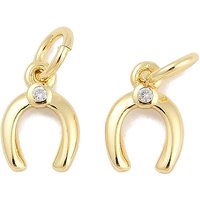 Rack Plating U Shape Horse Shoe Charms with Cubic Zirconia