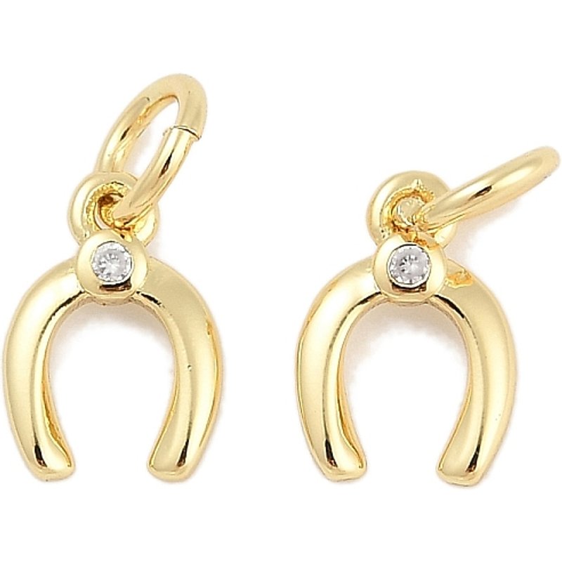 Charms en forme de fer à cheval U de Rack Plating avec zircon cubique — Breloques et pendentifs
